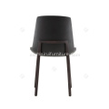 Silla de comedor sin brazo de cuero de cuero negro genuino